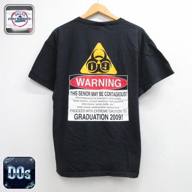 00s 半袖Tシャツ WARNING ブラック メンズL相当 | 古着