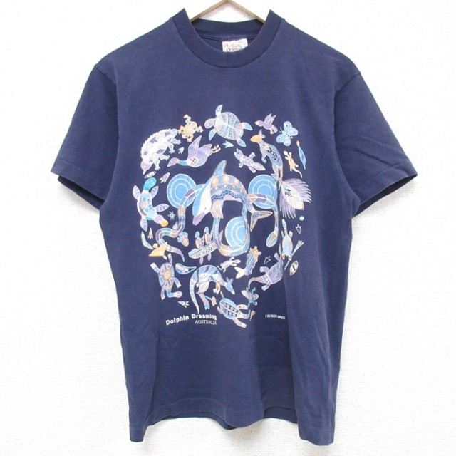 90s 半袖Tシャツ イルカ ネイビー M | 古着
