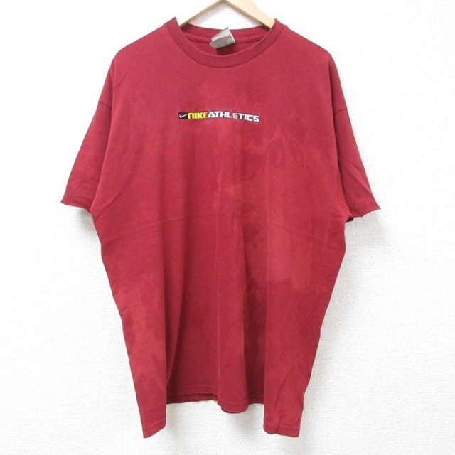 【50%OFF】ナイキ 90s 半袖Tシャツ ビッグロゴ刺繍 バーガンディ XL | 古着