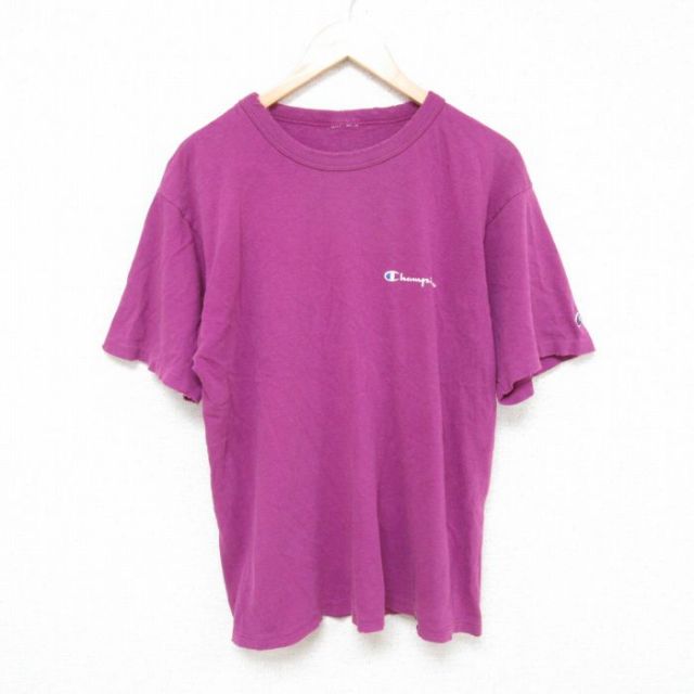 チャンピオン 90s 半袖Tシャツ ワンポイントロゴ パープル XL | 古着