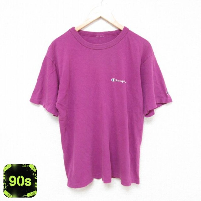 チャンピオン 90s 半袖Tシャツ ワンポイントロゴ パープル XL | 古着