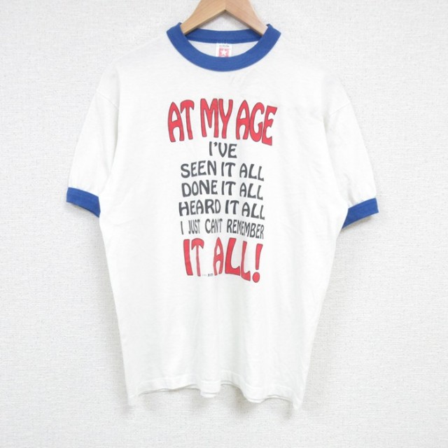 L★古着 半袖 ビンテージ Tシャツ メンズ 90年代 90s AT MY AGE クルーネック USA製 白 ホワイト 25apr23 中古
