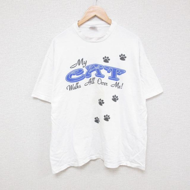 ヘインズ 90s 半袖Tシャツ CAT ホワイト XL | 古着