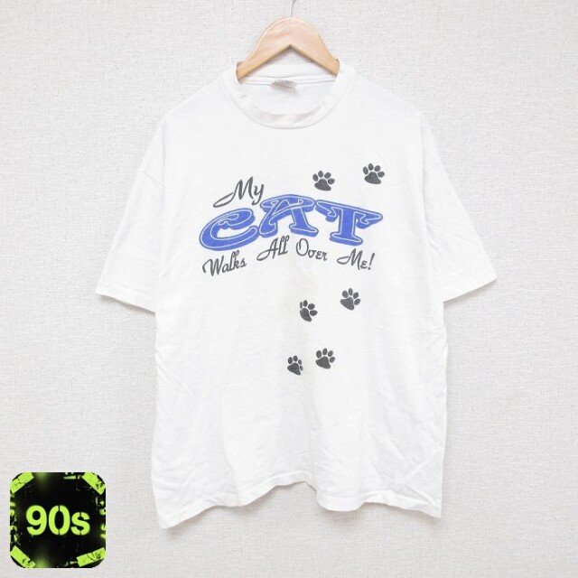 【50%OFF】ヘインズ 90s 半袖Tシャツ CAT ホワイト XL | 古着