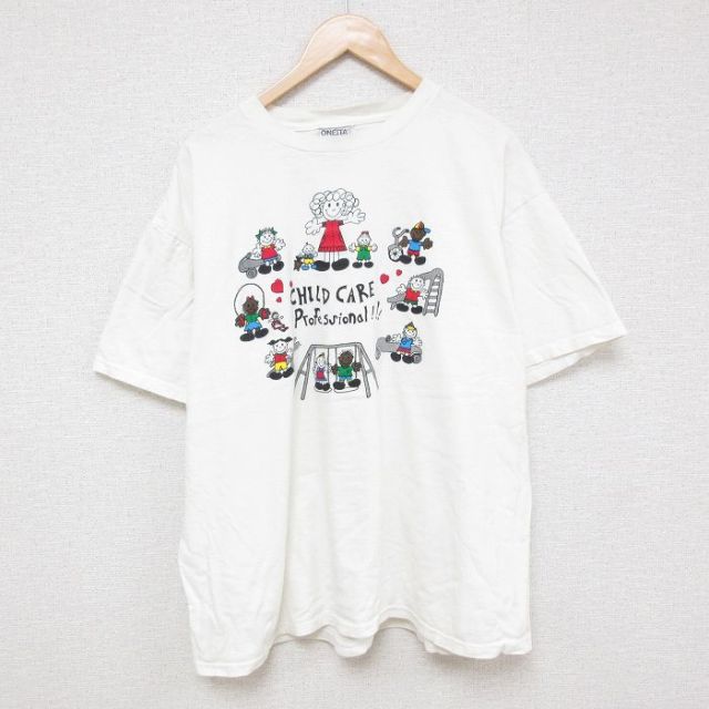 【20%OFF】XL★古着 オニータ ONEITA 半袖 ビンテージ Tシャツ メンズ 90年代 90s 子供 ブランコ 大きいサイズ コットン クルーネック 白 ホワイト 25apr30 中古