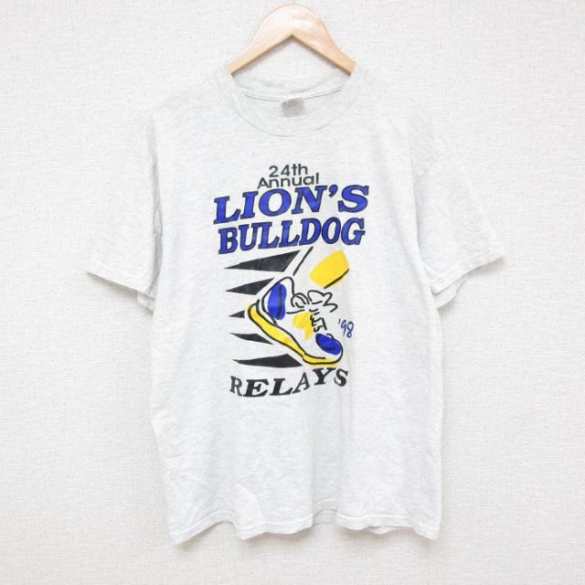 L★古着 半袖 ビンテージ Tシャツ メンズ 90年代 90s スニーカー コットン クルーネック 白 ホワイト 霜降り 25apr30 中古