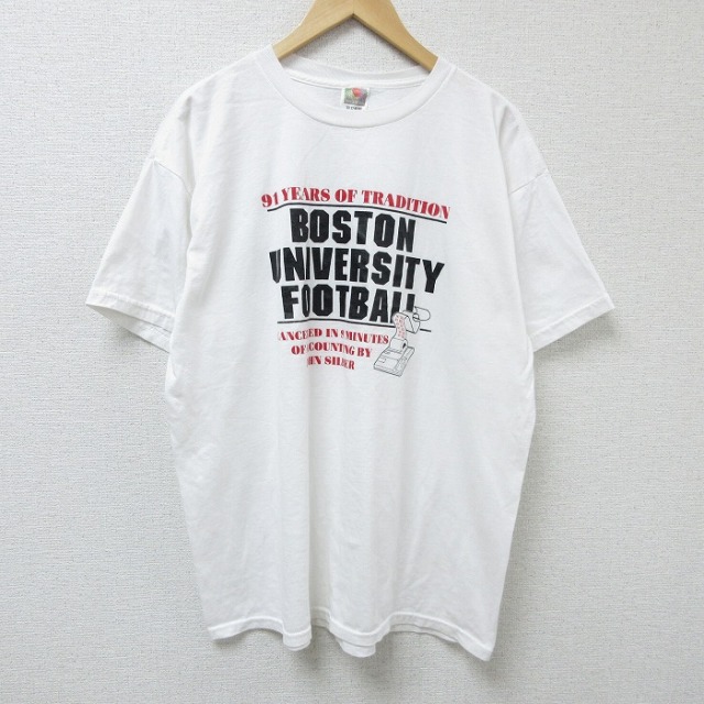 フルーツオブザルーム 90s 半袖Tシャツ ボストン大学フットボール ホワイト XL | 古着