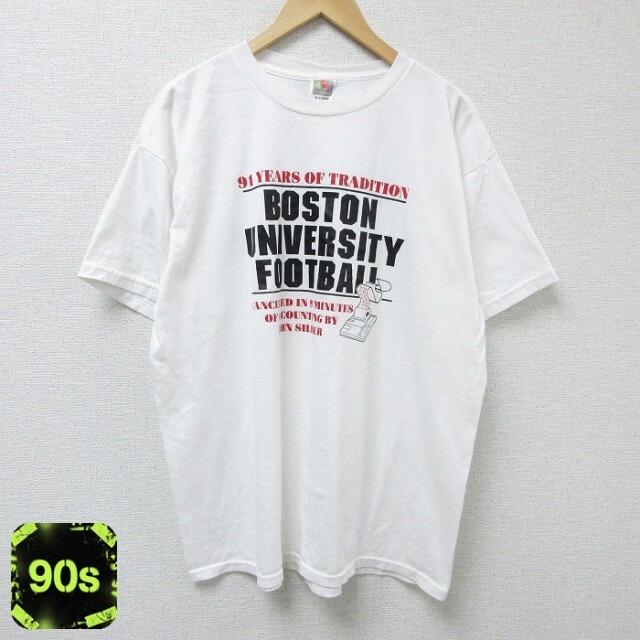 フルーツオブザルーム 90s 半袖Tシャツ ボストン大学フットボール ホワイト XL | 古着