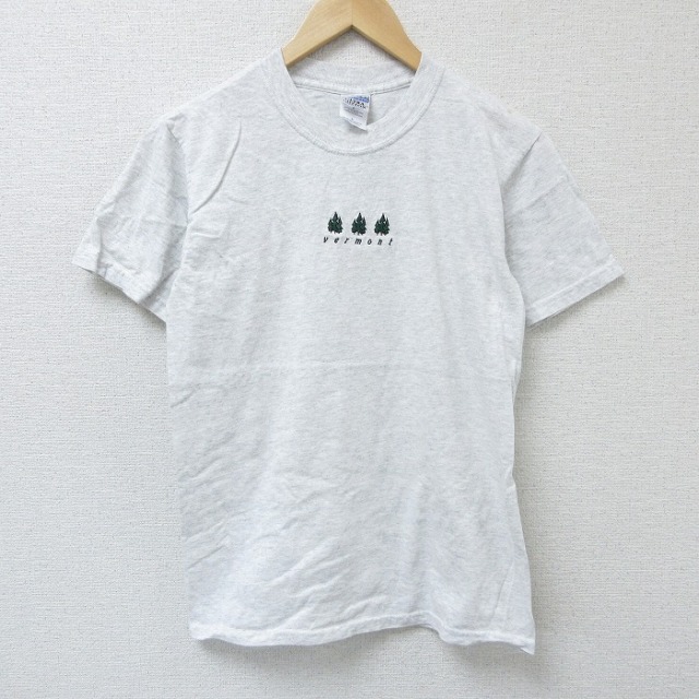 S★古着 半袖 ビンテージ Tシャツ メンズ 00年代 00s バーモント 刺繍 クルーネック 薄グレー 霜降り 25apr23 中古
