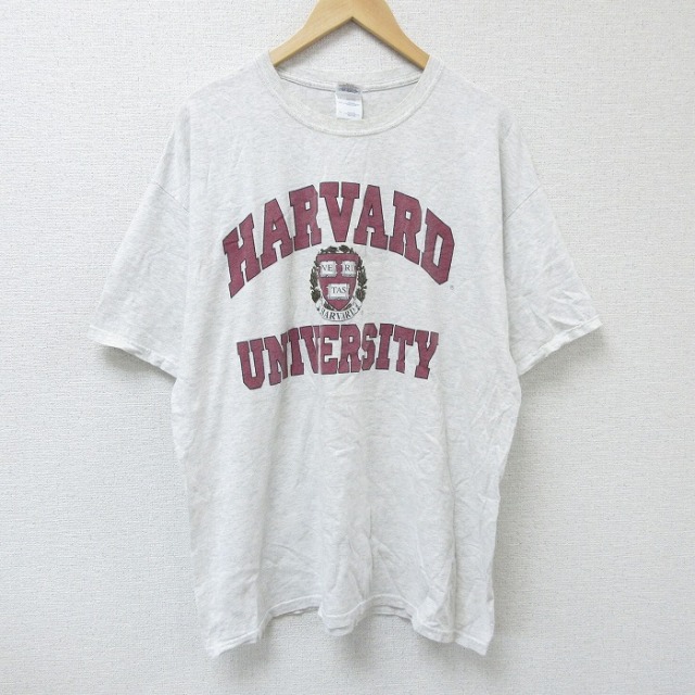 XL★古着 半袖 ビンテージ Tシャツ メンズ 00年代 00s ハーバード 大学 大きいサイズ クルーネック 薄グレー 霜降り 25apr23 中古
