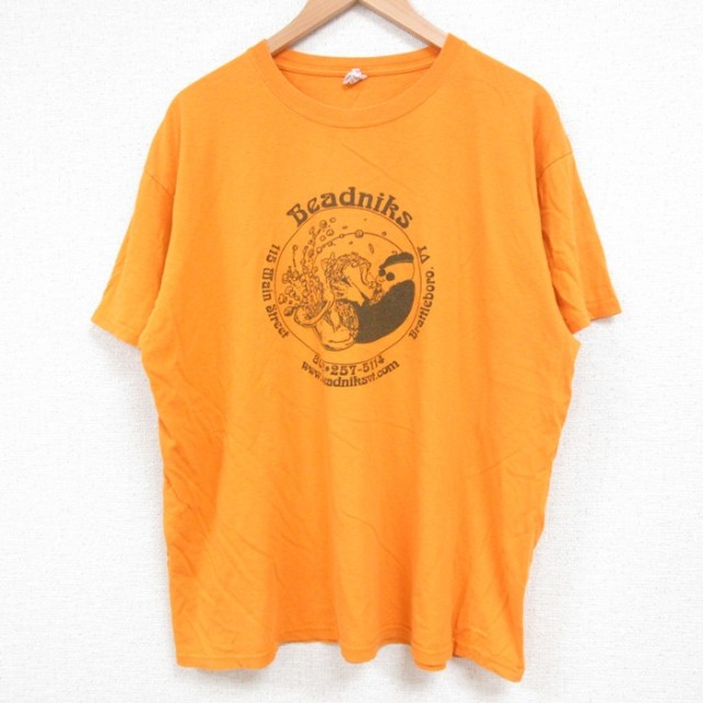 XL★古着 半袖 ビンテージ Tシャツ メンズ 00年代 00s Beadniks コットン クルーネック 濃黄 イエロー 25may24 中古