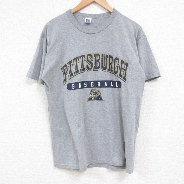 【50%OFF】M★古着 ラッセル 半袖 ビンテージ Tシャツ メンズ 00年代 00s ピッツバーグ クルーネック グレー 霜降り 25may24 中古