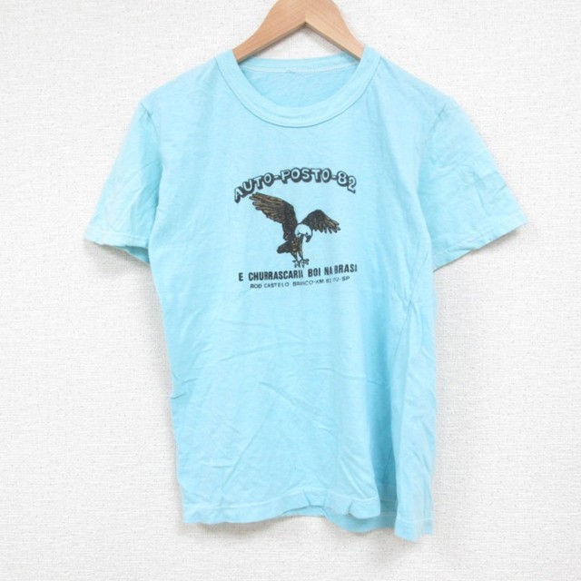古着通販 S☆古着 半袖 ビンテージ Tシャツ メンズ クルーネック 水色
