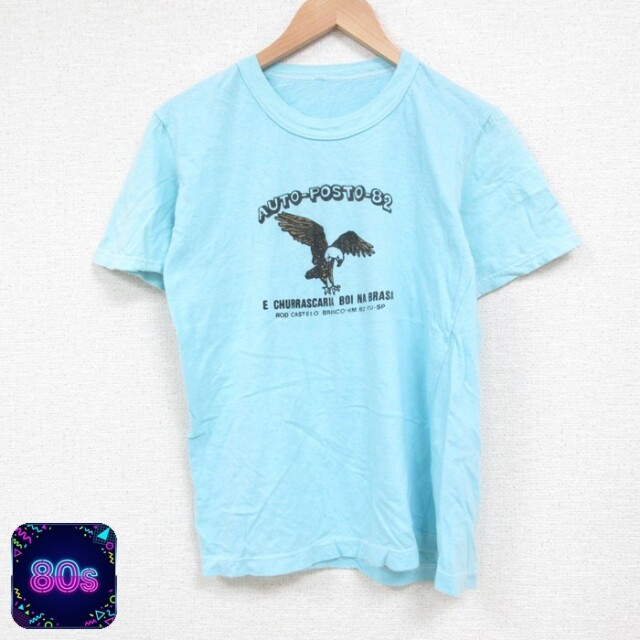 【50%OFF】80s 半袖Tシャツ 鳥染込プリント ライトブルー S | 古着