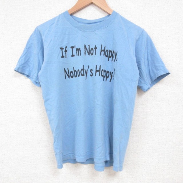 00s 半袖Tシャツ HAPPY ライトブルー M | 古着