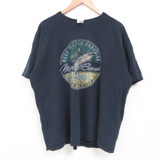 00s 半袖Tシャツ 魚 ブラック XL | 古着