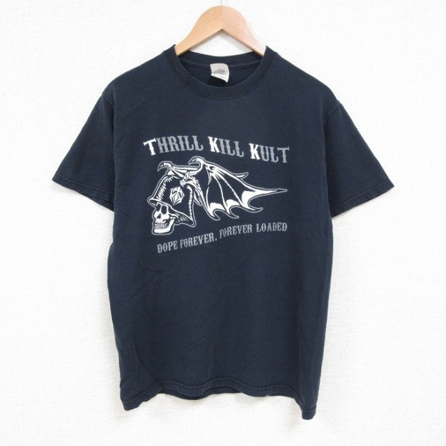 M★古着 フルーツオブザルーム 半袖 ビンテージ Tシャツ メンズ 00年代 00s スカル コットン クルーネック 黒 ブラック 25jun07 中古
