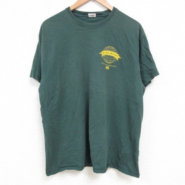 L★古着 半袖 Tシャツ メンズ コットン クルーネック 緑 グリーン 25jun06 中古