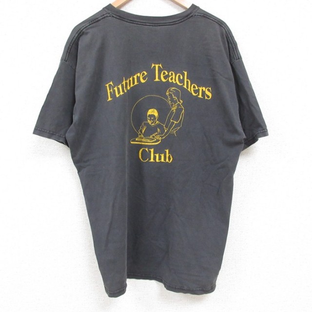 XL★古着 半袖 ビンテージ Tシャツ メンズ 00年代 00s 先生 コットン クルーネック 黒 ブラック 25jun06 中古
