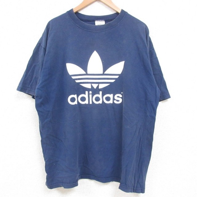 XL★古着 半袖 ビンテージ Tシャツ メンズ 90年代 90s ビッグロゴ リーフトレフォイル コットン クルーネック USA製 紺 ネイビー 【spe】 25jun06 中古