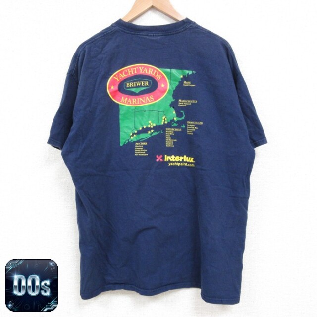 【50%OFF】ヘインズ 00s 半袖Tシャツ ヨットヤード ネイビー XL | 古着