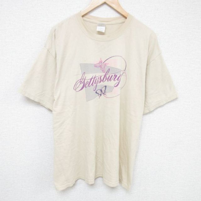 00s 半袖Tシャツ チョウ ベージュ XL | 古着