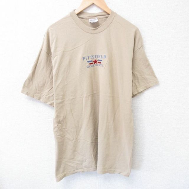 ヘインズ 00s 半袖Tシャツ マサチューセッツ刺繍 ベージュ XL | 古着