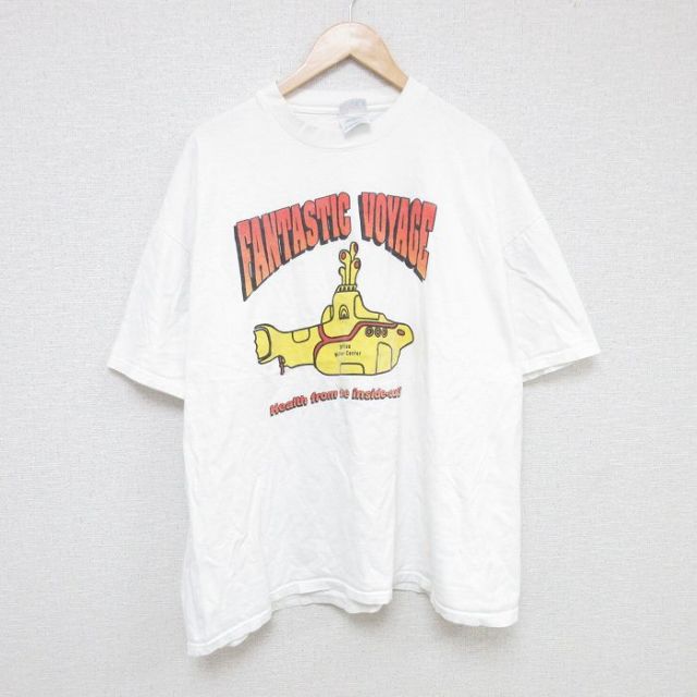 XL★古着 ヘインズ Hanes 半袖 ビンテージ Tシャツ メンズ 00年代 00s 潜水艦 大きいサイズ コットン クルーネック 白 ホワイト 25jun10 中古
