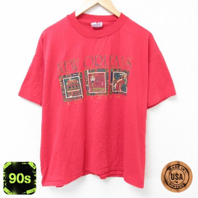 【50%OFF】ヘインズ 90s 半袖Tシャツ ニューオーリンズ レッド XL | 古着