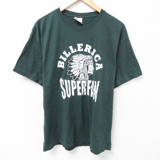 L★古着 ヘインズ Hanes 半袖 ビンテージ Tシャツ メンズ 00年代 00s インディアン クルーネック 濃緑 グリーン 25jun11 中古