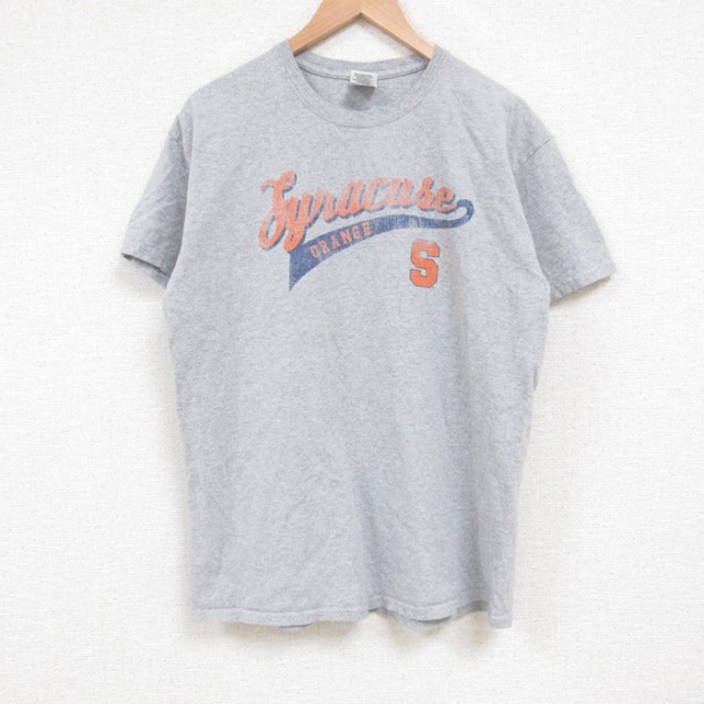 L★古着 半袖 ビンテージ Tシャツ メンズ 00年代 00s オレンジ クルーネック グレー 霜降り 25jun11 中古