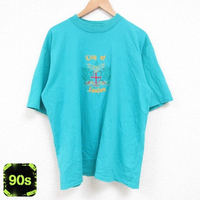 【50%OFF】90s 半袖Tシャツ ロンドン刺繍 グリーン XL | 古着