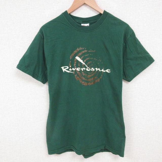 ヘインズ 00s 半袖Tシャツ リバーダンス グリーン M | 古着