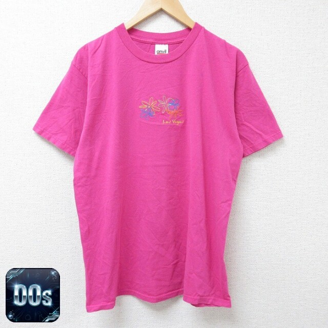 【50%OFF】00s 半袖Tシャツ ラスベガス刺繍 ピンク L | 古着