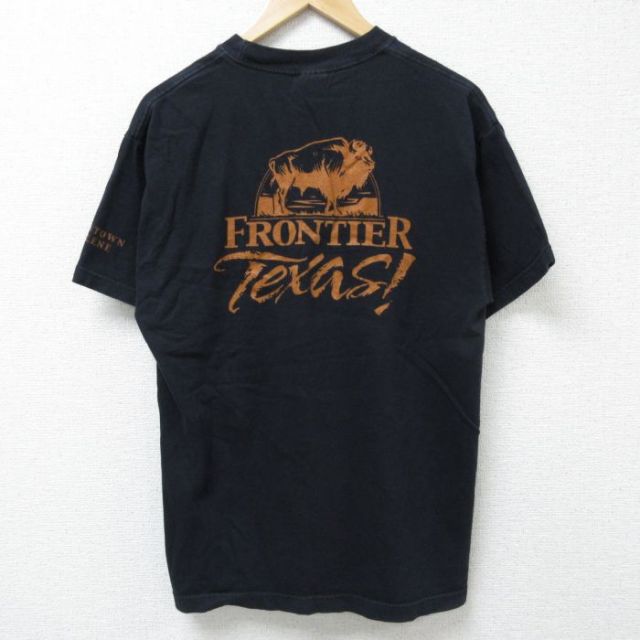 L★古着 半袖 ビンテージ Tシャツ メンズ 00年代 00s テキサス コットン クルーネック 黒 ブラック 25jun12 中古