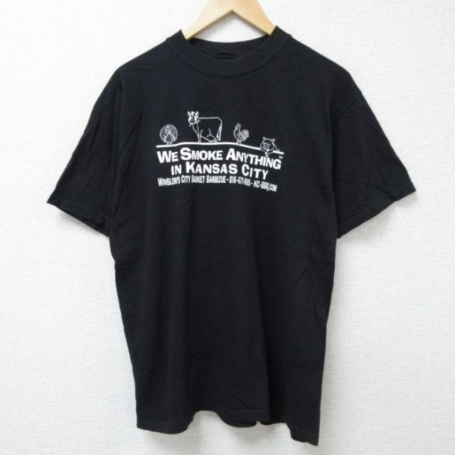 L★古着 半袖 ビンテージ Tシャツ メンズ 00年代 00s カンザスシティ コットン クルーネック 黒 ブラック 25jun12 中古