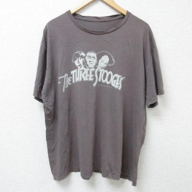 XL★古着 半袖 ビンテージ Tシャツ メンズ 00年代 00s スリーストゥージス 三ばか大将 大きいサイズ クルーネック 薄茶 ブラウン 25jun12 中古