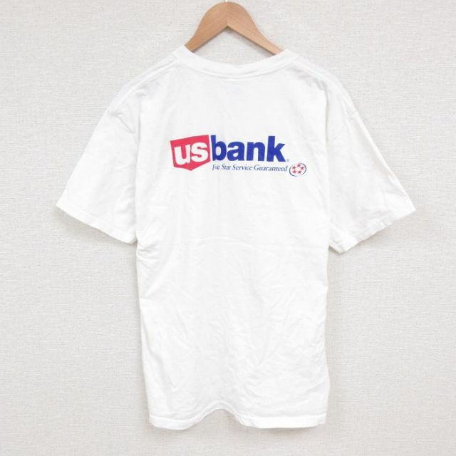 L★古着 半袖 ビンテージ Tシャツ メンズ 00年代 00s usabank コットン クルーネック 白 ホワイト 25jun12 中古