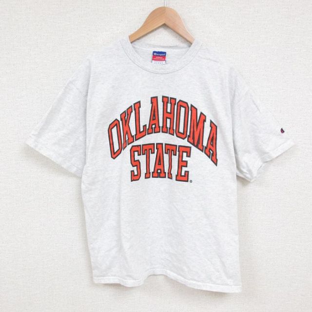 XL★古着 チャンピオン champion 半袖 ビンテージ Tシャツ メンズ 00年代 00s オクラホマ クルーネック 薄グレー 霜降り 25jun12 中古