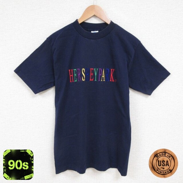 【50%OFF】90s 半袖Tシャツ HERSHEYPARK ネイビー M | 古着