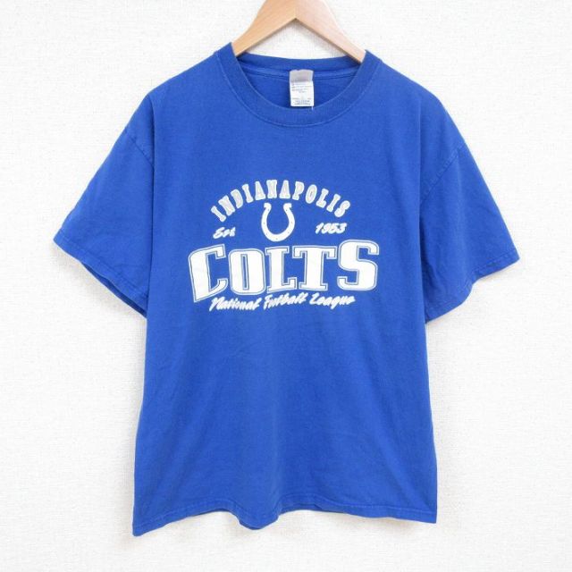 L★古着 半袖 ビンテージ Tシャツ メンズ 00年代 00s NFL インディアナポリスコルツ コットン クルーネック 青 ブルー アメフト スーパーボウル 25jun12 中古