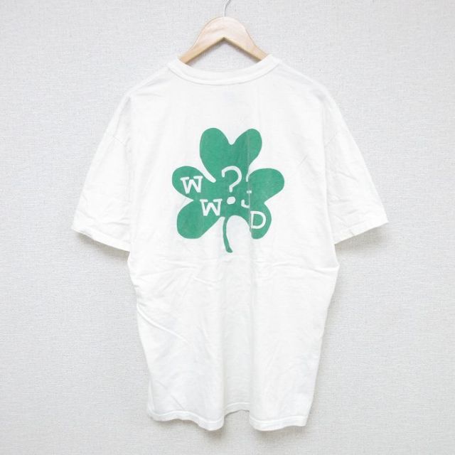 【20%OFF】XL★古着 ヘインズ Hanes 半袖 ビンテージ Tシャツ メンズ 00年代 00s クローバー コットン クルーネック 白 ホワイト 25jun14 中古
