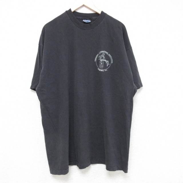 【50%OFF】XL★古着 ヘインズ Hanes 半袖 ビンテージ Tシャツ メンズ 80年代 80s PIEDMONT 大きいサイズ コットン クルーネック 黒 ブラック 25jun17 中古