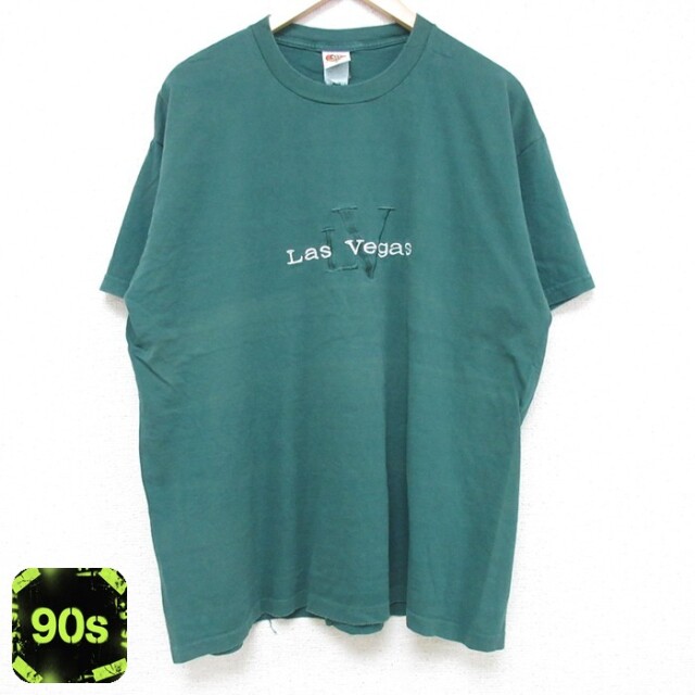 【50%OFF】90s 半袖Tシャツ ラスベガス グリーン XL | 古着