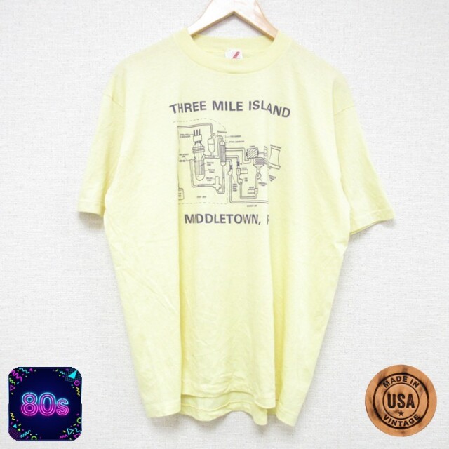 【50%OFF】80s 半袖Tシャツ 機械図 イエロー XL | 古着