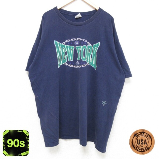 【50%OFF】フィラ 90s 半袖Tシャツ ニューヨーク ネイビー XL | 古着