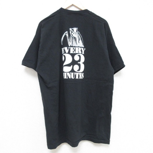 XL★古着 フルーツオブザルーム 半袖 ビンテージ Tシャツ メンズ 90年代 90s 死神 コットン クルーネック USA製 黒 ブラック 【spe】 25jun17 中古