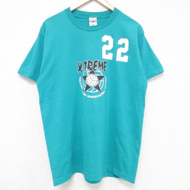 L★古着 フルーツオブザルーム 半袖 ビンテージ Tシャツ メンズ 00年代 00s バレーボール クルーネック 青緑 25jun17 中古