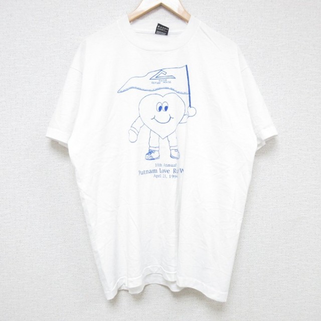 XL★古着 フルーツオブザルーム 半袖 ビンテージ Tシャツ メンズ 90年代 90s ハート クルーネック USA製 白 ホワイト 25jun17 中古