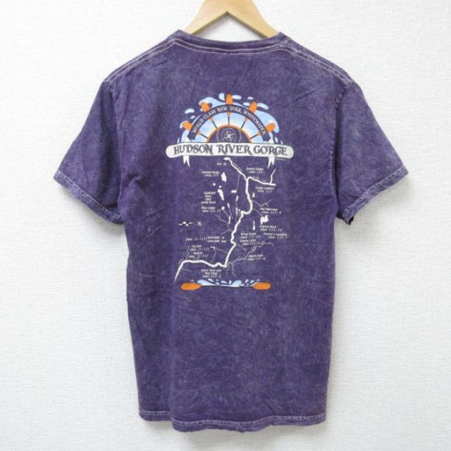 M★古着 フルーツオブザルーム 半袖 ビンテージ Tシャツ メンズ 00年代 00s ハドソン川 コットン クルーネック 紫他 パープル タイダイ 25jun17 中古